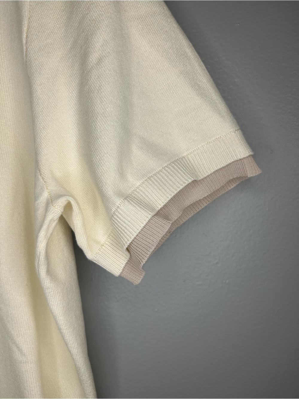 *NWT* Hunter Women’s Contrast Trim Polo Sweater in Cream and Tan, Size Large - Picture 7 of 14